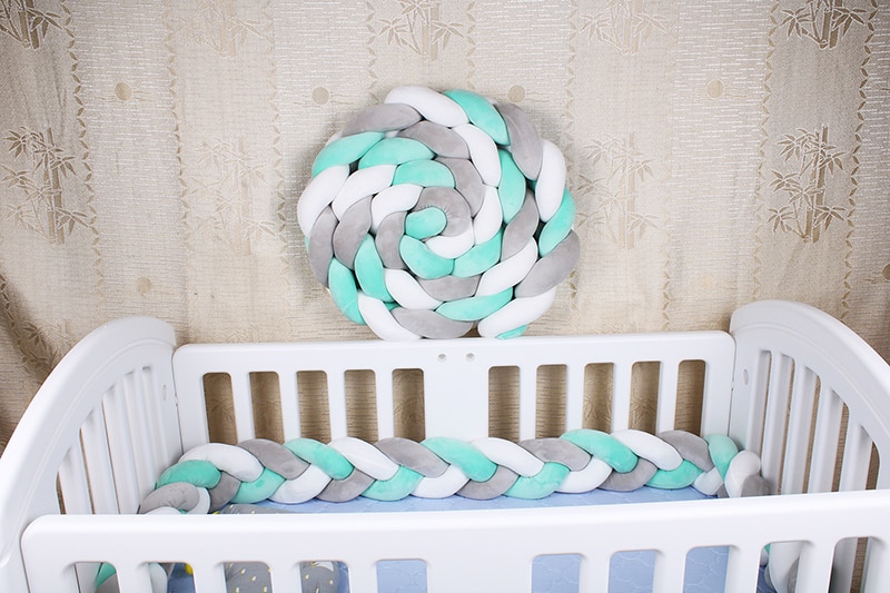 1M/2M/3M Length Nordic Knot Newborn Bumper Knot Long Knotted Braid Pillow Baby Bed Fence Woven Plush Crib Cushion Bed Fence